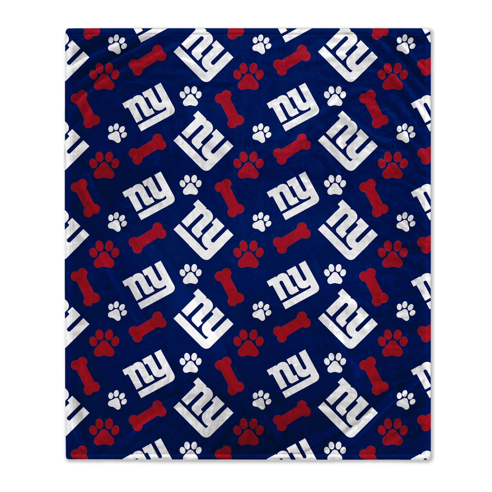 Front. Pegasus - New York Giants 40" x 50" Lightweight Bones Flannel Fleece Pet Blanket - Blue.