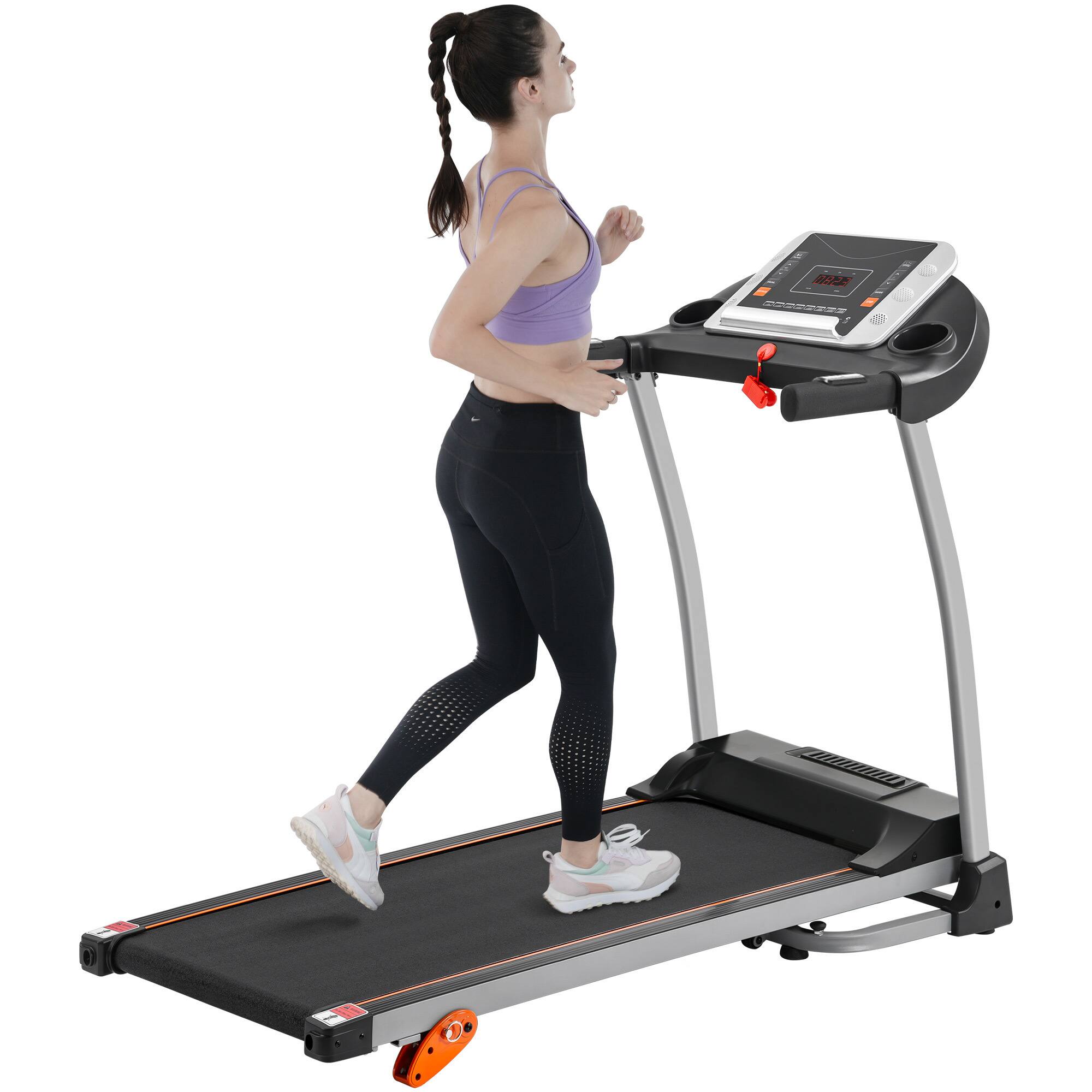 Front. Spaco - Spaco 2.5HP Folding Treadmill for Home Use, 3 Level Incline, Compact Design with Device Holder and Pulse Sensor - Black.