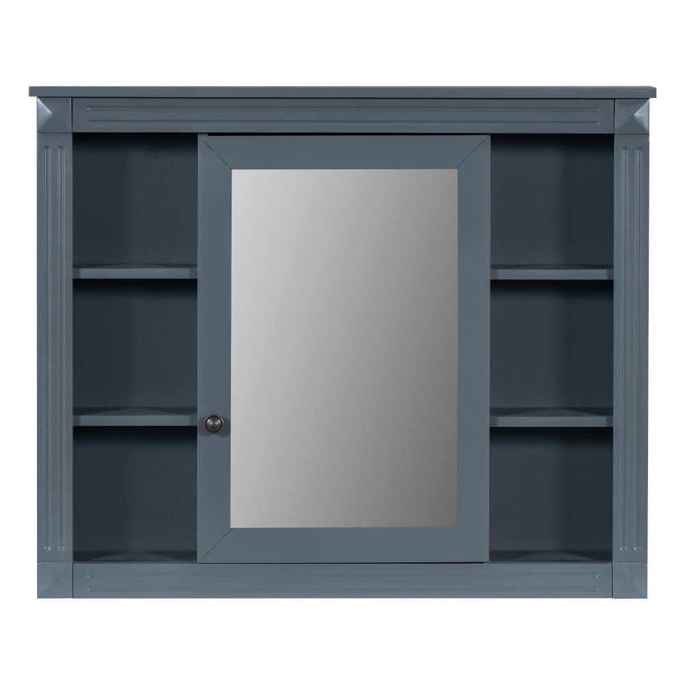 Alt View 6. Loheer - Loheer 36 inch Bathroom Vanity Royal Blue Vanity with Mirror - Blue.