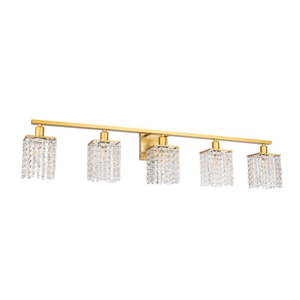 Alt View 4. Living District - Phineas 5 light Brass and Clear Crystals wall sconce - Brass And Clear Crystals.
