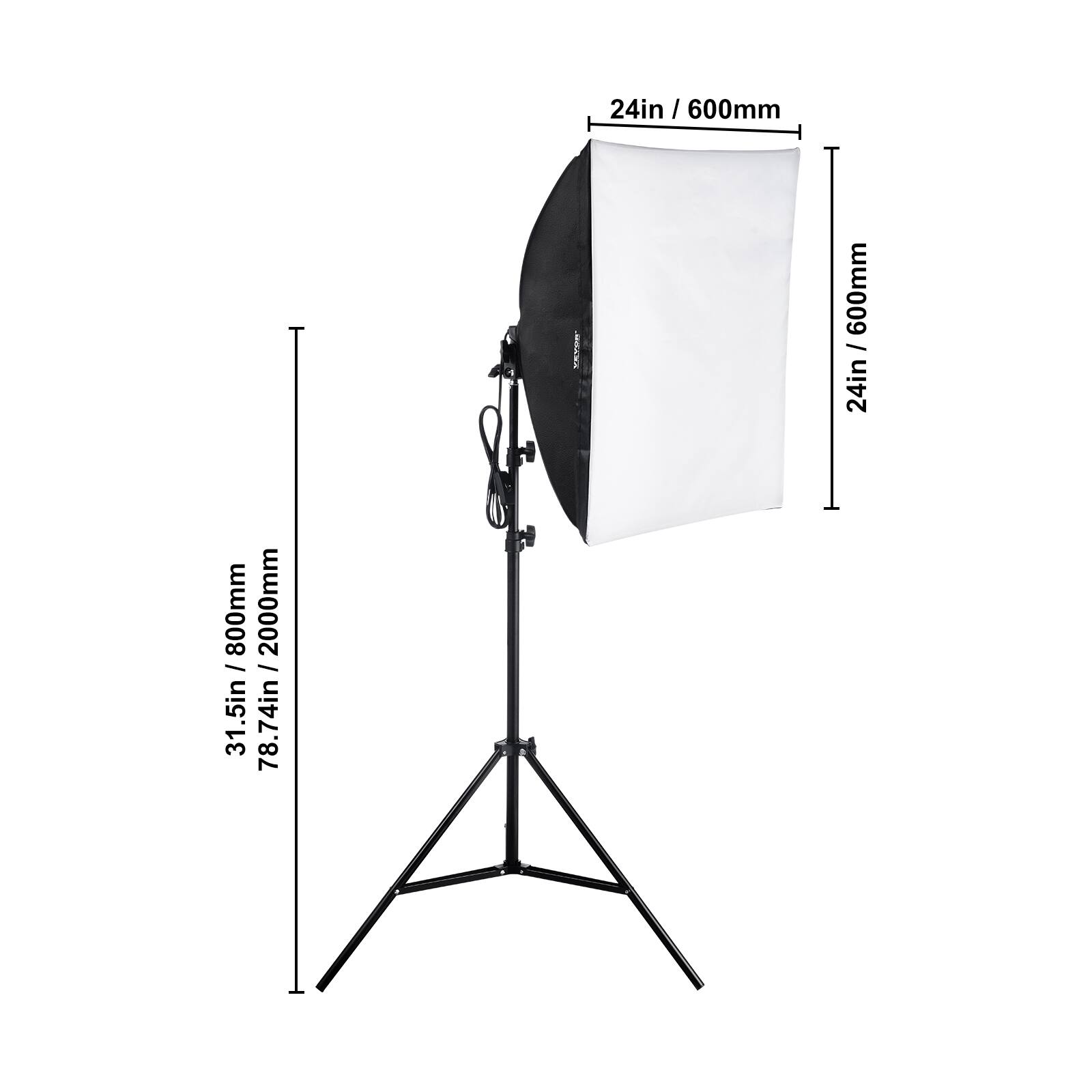 24in / 600mm  
24in / 600mm  
31.5in / 78.74in / 2000mm