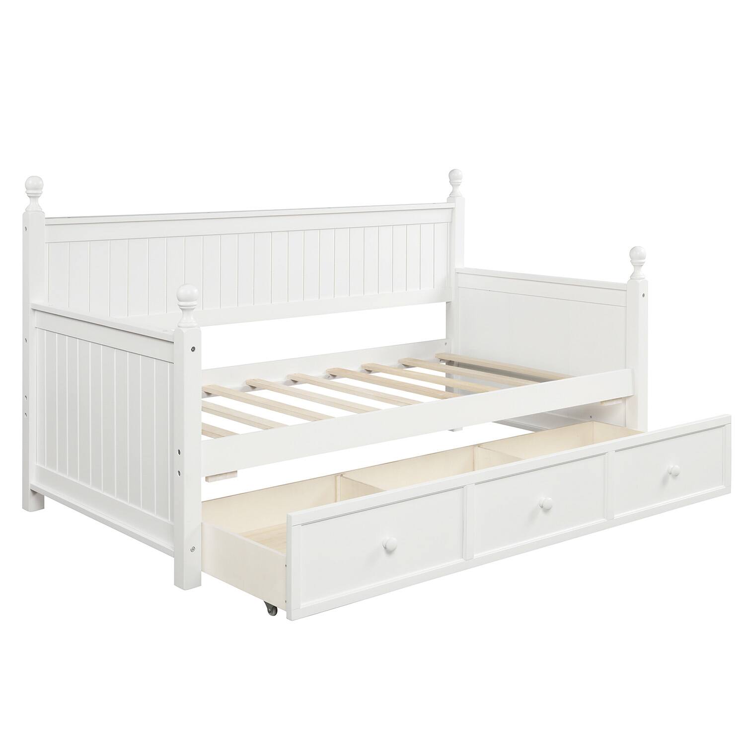 Left. Aukfa - Wood Daybed with Three Drawers ,Twin Size Daybed,No Box Spring Needed - White.