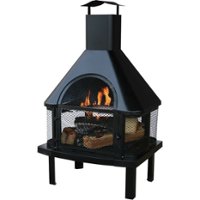 Mr. Bar-B-Q - Endless Summer Outdoor Wood Burning Fireplace - Black - Front_Zoom