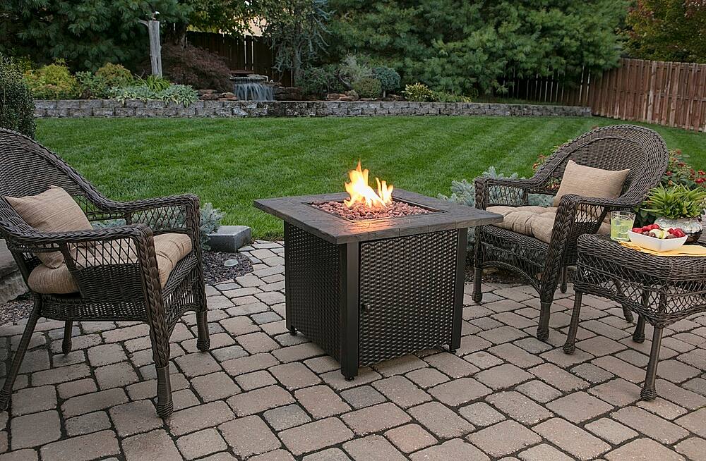 Best Buy Mr. BarBQ Outdoor Fire Pit with Resin Tile Mantel Black