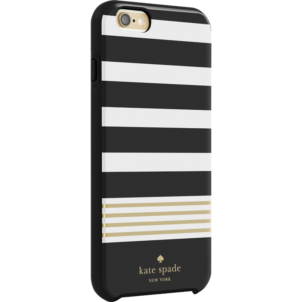 kate spade new york Hybrid Hardshell Case for Apple® iPhone® 6 Plus and 6s  Plus Stripe 2 Black/White/Gold Foil KSIPH-012-STRBWGF - Best Buy