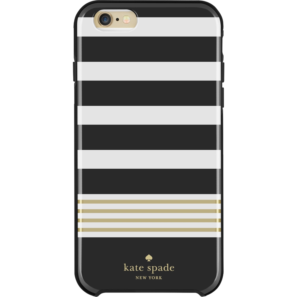 Best Buy: kate spade new york Hybrid Hardshell Case for Apple® iPhone® 6  Plus and 6s Plus Stripe 2 Black/White/Gold Foil KSIPH-012-STRBWGF
