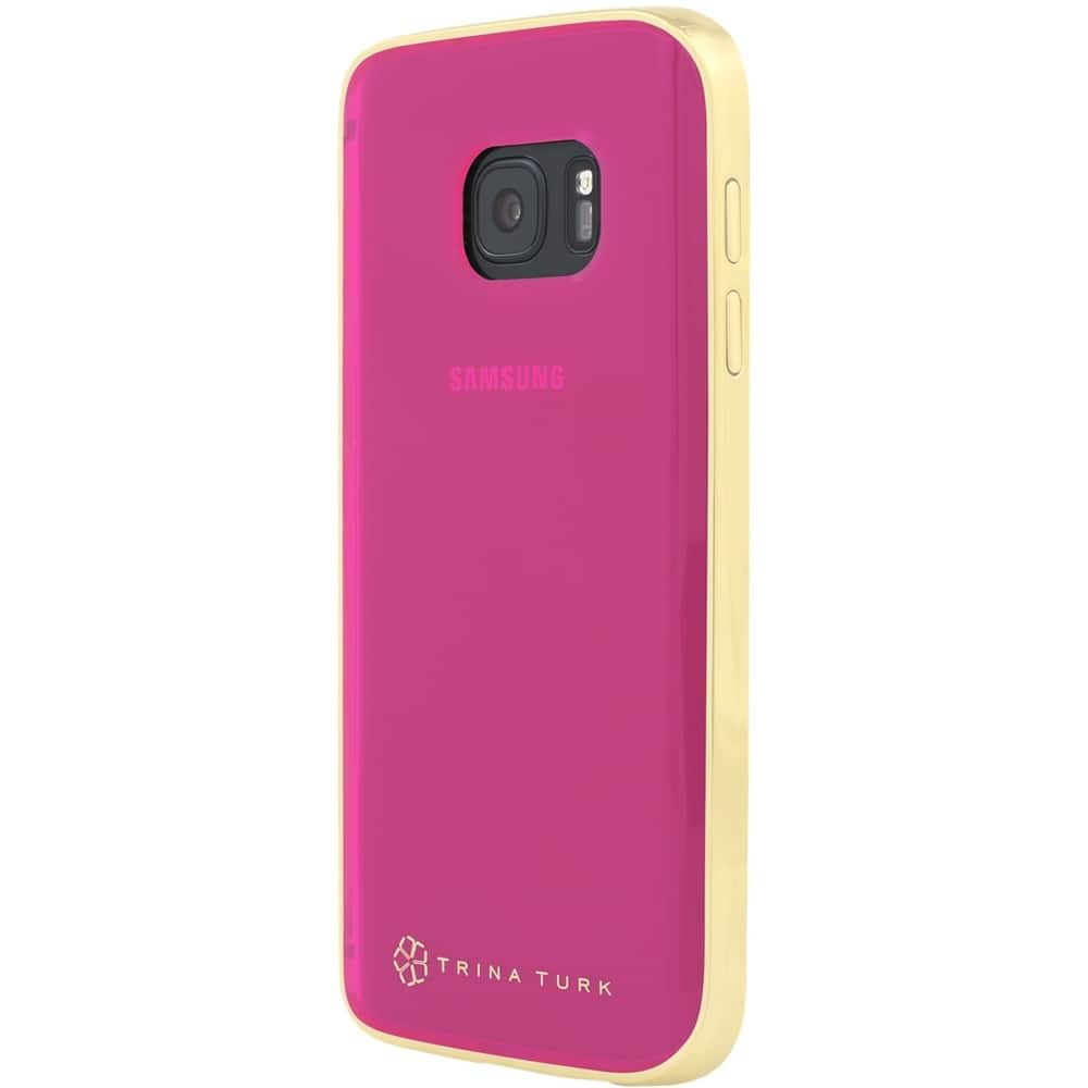 Front. Trina Turk - Translucent Case with Metallic Bumper for Samsung Galaxy S7 - Pink/gold.