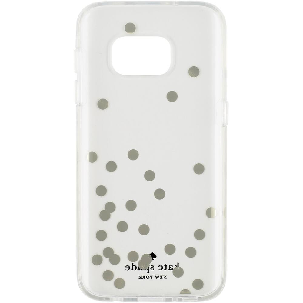 Front. kate spade new york - Hardshell Clear Case for Samsung Galaxy S7 - Clear/Confetti Dot Gold Foil.