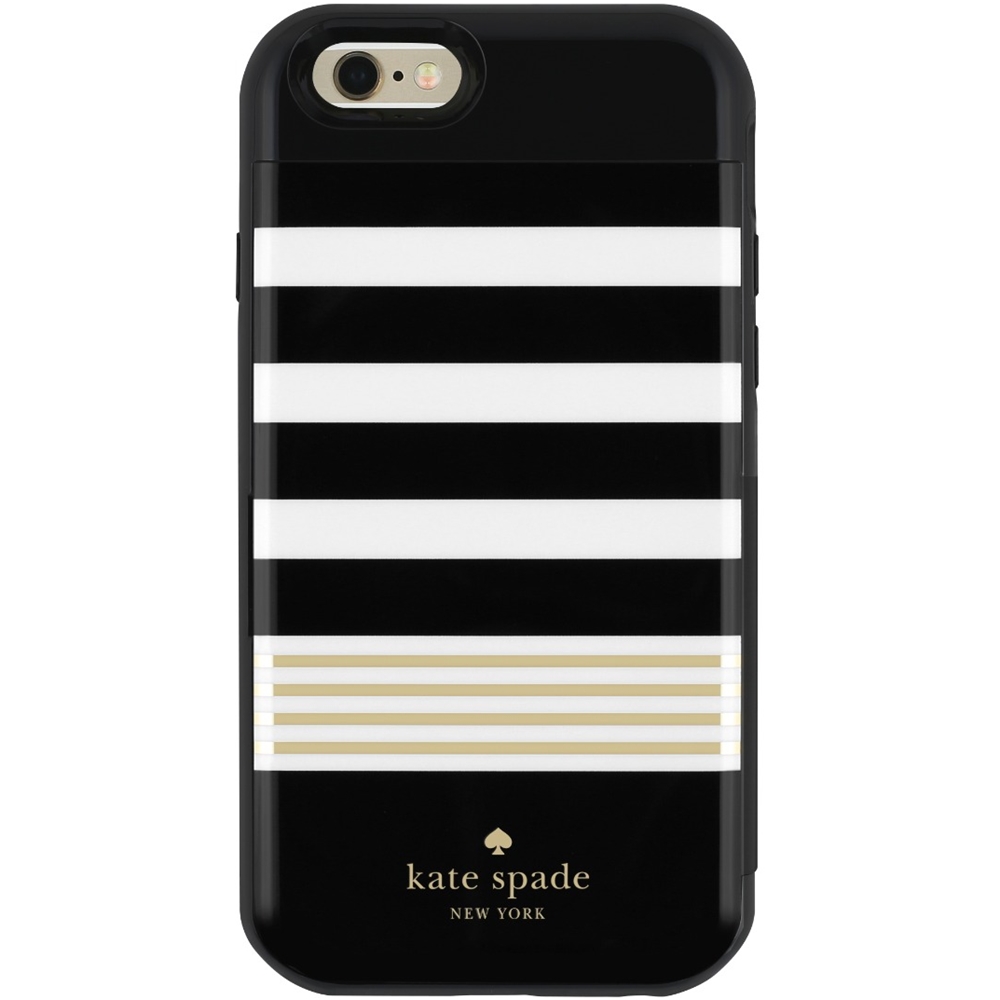 Best Buy: kate spade new york Credit Card Case for Apple iPhone 6 and 6s  Cream/Gold Foil/Stripe Black KSIPH-041-STRBCGF