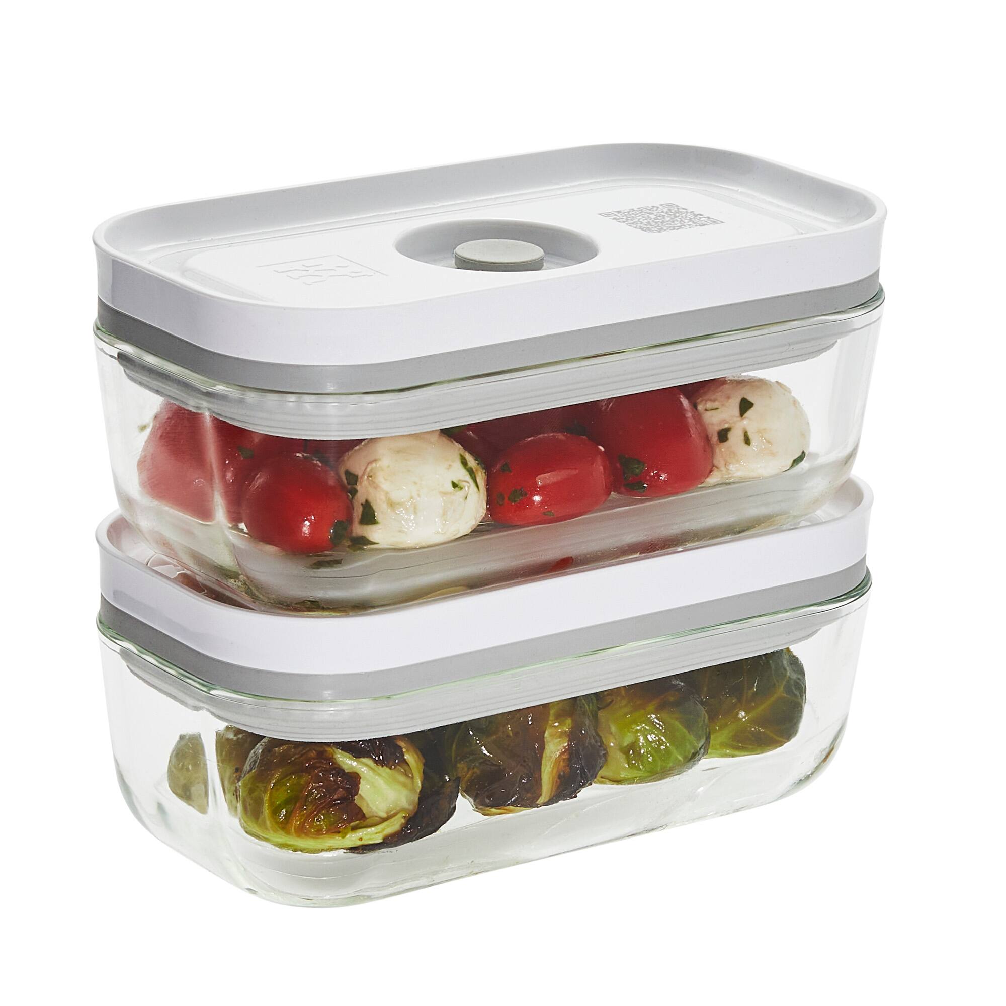 Front. ZWILLING - ZWILLING Fresh & Save 2-Piece Small Glass Vacuum Sealer Food Storage Containers with Airtight Lids - Clear.
