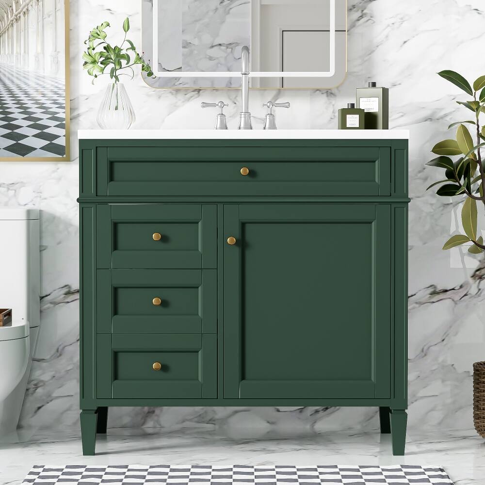 Angle. Loheer - Loheer 36 inch bathroom vanity with sink Green Single Sink Bathroom Vanity - Green.