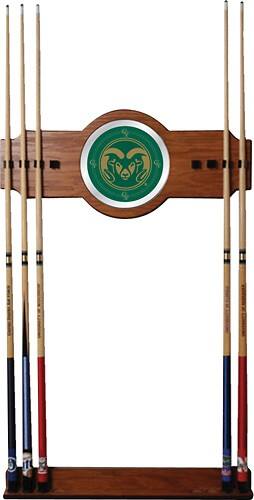 Front Standard. Trademark - Colorado State 8-Cue Wall Rack - Medium Oak.