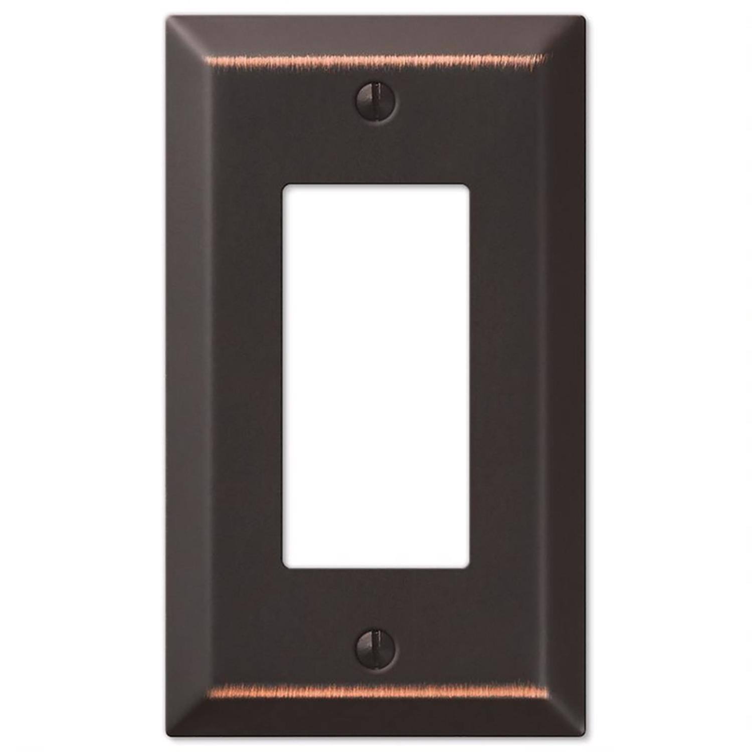 Angle. AMERELLE - Amerelle Century Aged Bronze 1 gang Stamped Steel Decorator Wall Plate 1 pk - Bronze.