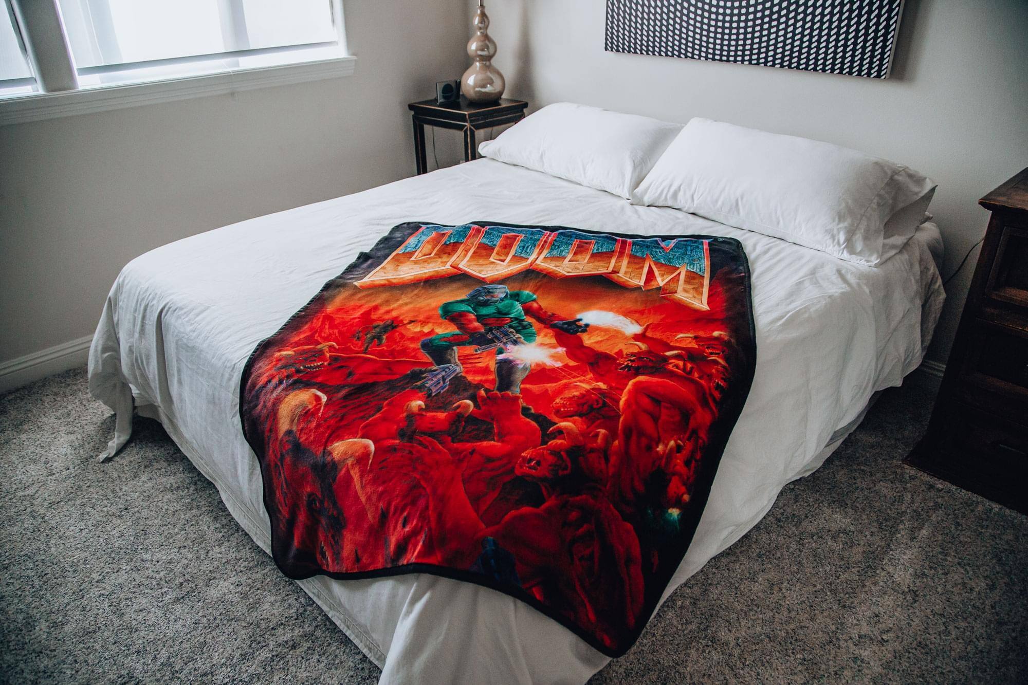 Alt View 3. Just Funky - DOOM Classic Fleece Throw Blanket | Cozy Lightweight Blanket | 45 x 60 Inches - Red.