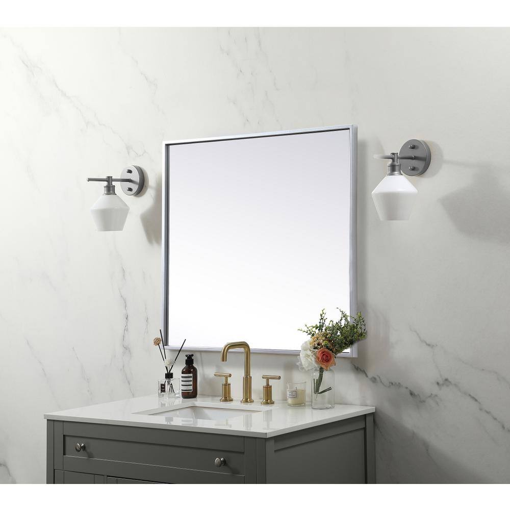 Alt View 7. Elegant Decor - Metal Frame Square Mirror 24 inch in Silver - Silver.