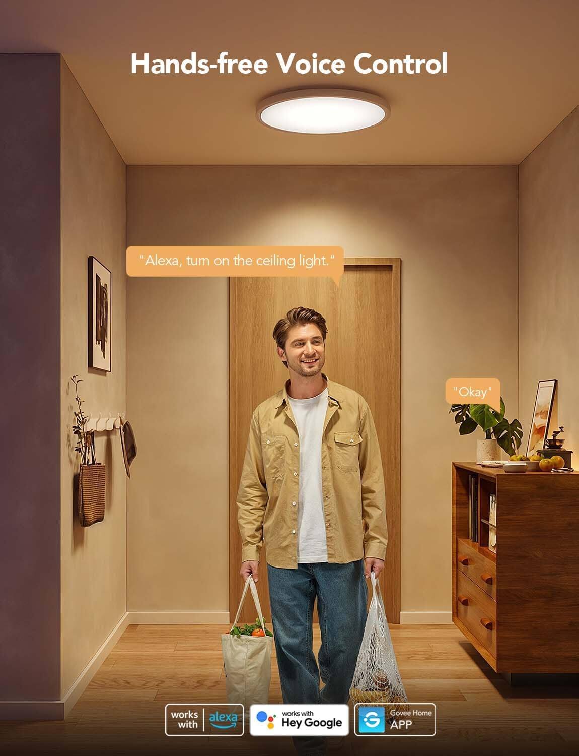 Hands-free Voice Control
"Alexa, turn on the ceiling light."
"Okay"
works with alexa
works with Hey Google
Govee Home APP