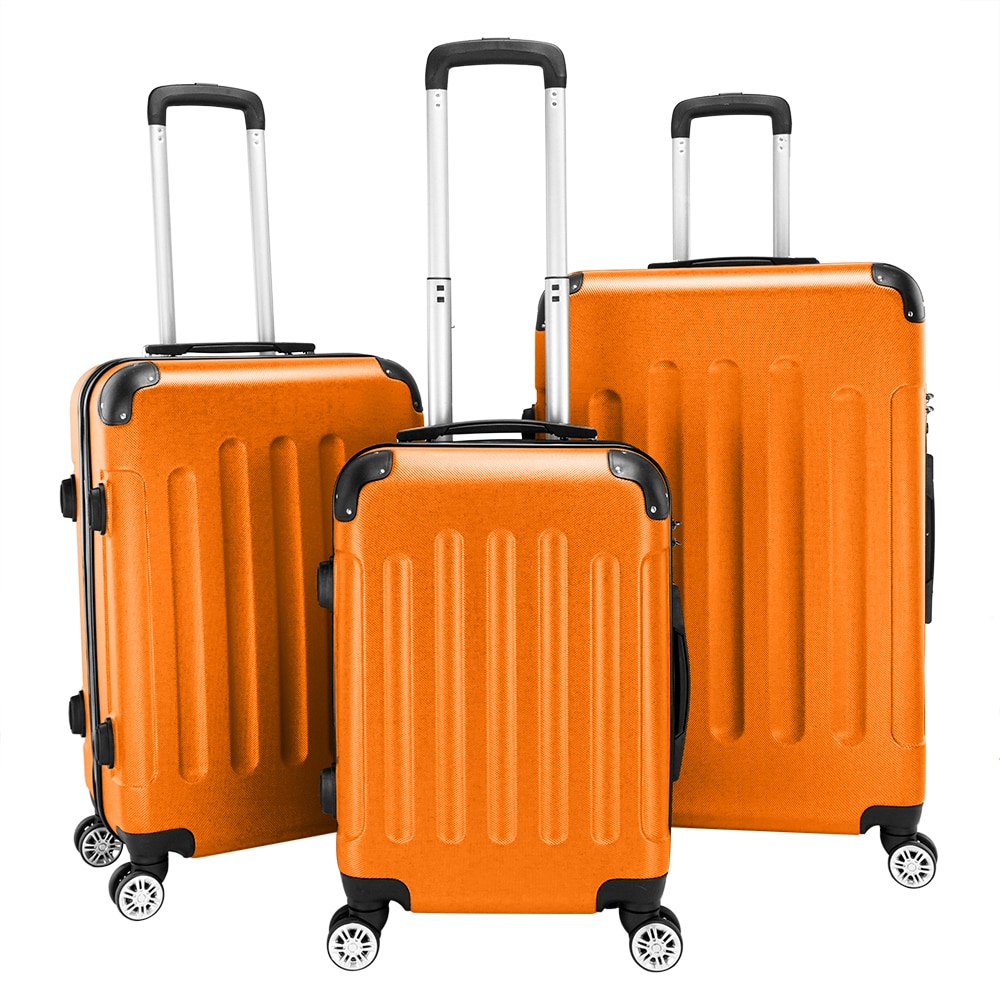 Front. Winado - 20"/24"/28" 3-Piece Hardshell Carry-On Luggage Set, Lightweight ABS Suitcase with Spinner Wheels & TSA Lock - Orange.
