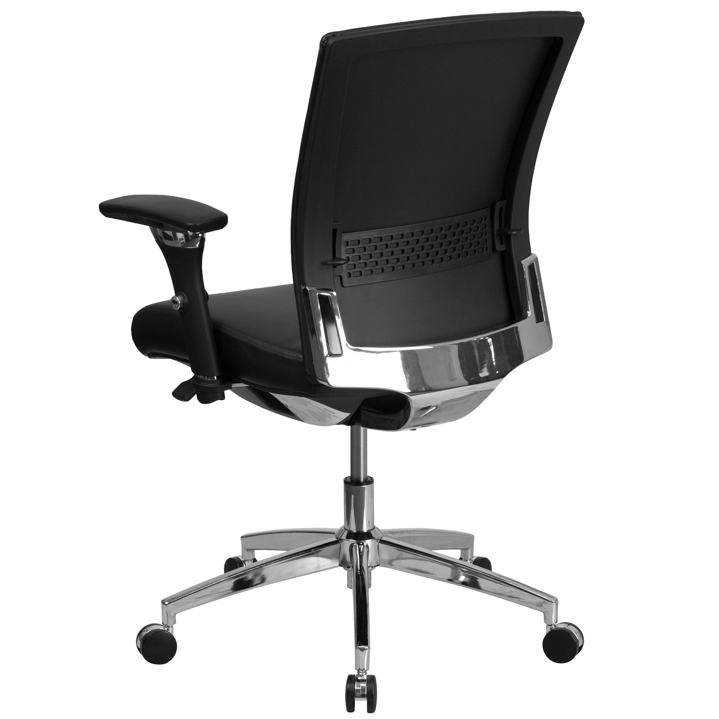 Alt View 2. Emma + Oliver - 24/7 300 lb. Rated Seat Slider Ergonomic Office Chair with Adjustable Lumbar - Black LeatherSoft.