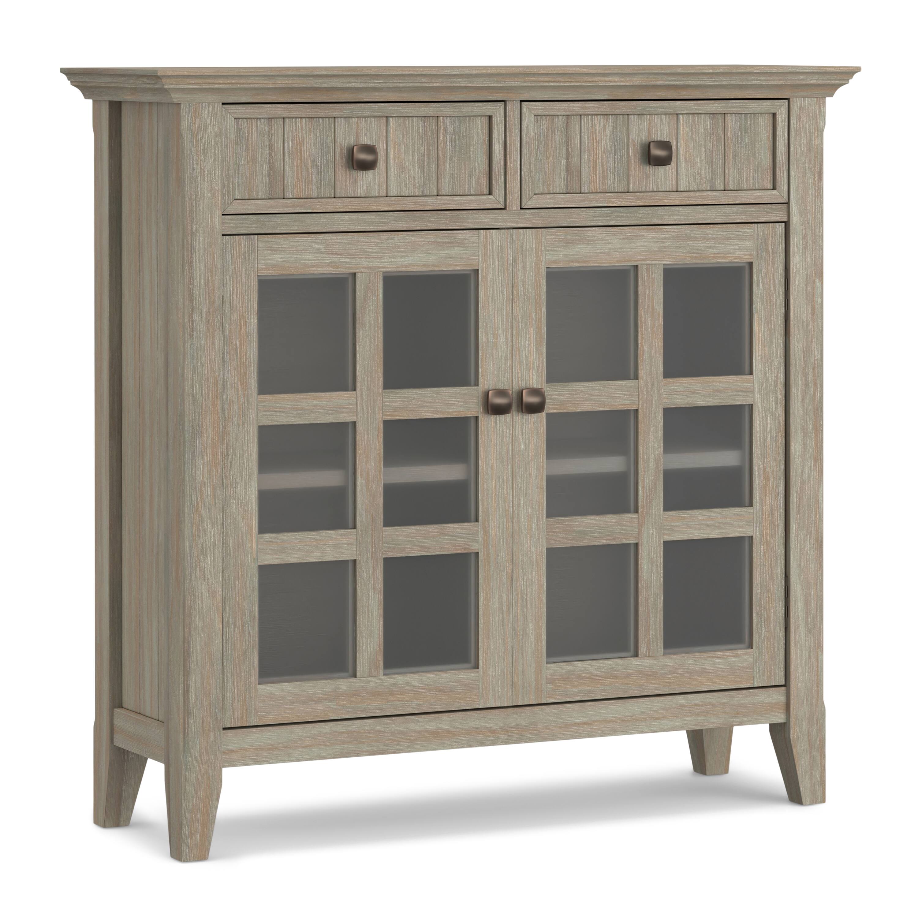 Alt View 2. Simpli Home - Acadian Solid Wood 48 inch Wide Storage Bench and 36 inch Wide Storage Cabinet in Distressed Grey - Distressed Grey.
