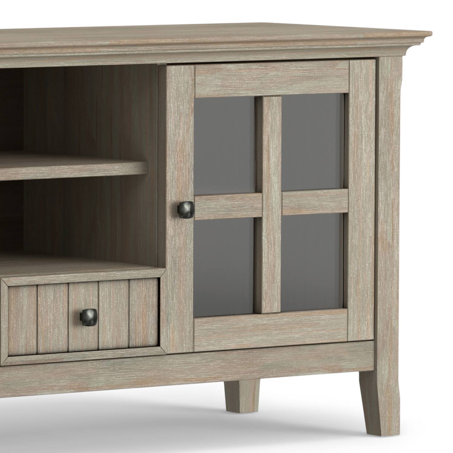 Alt View 7. Simpli Home - Acadian SOLID WOOD 60 inch Wide Transitional TV Media Stand in Distressed Grey For TVs up to 65 inches - Distressed Grey.