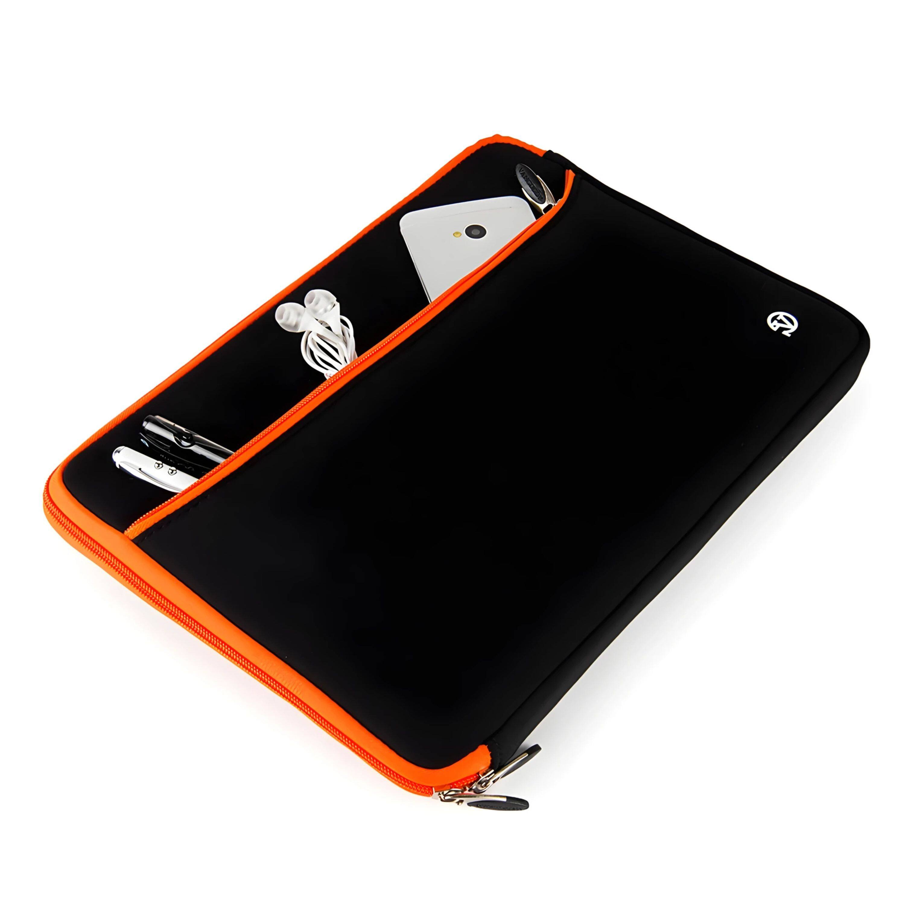 Left. Kitcheniva - Universal Laptop Neoprene Sleeve Carry Case Zipper Bag 13" Black/Orange - Black/Orange.