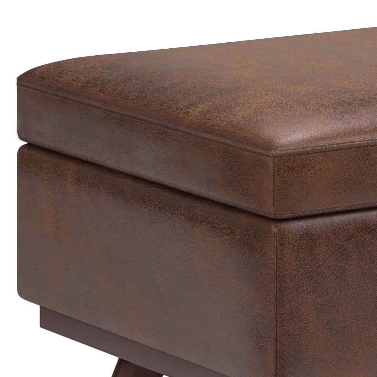Alt View 15. Simpli Home - Owen Lift Top Large Coffee Table Storage Ottoman - Distressed Chestnut Brown.