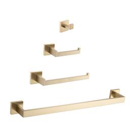 JUJABU - 4- Piece Bathroom Hardware Set - Brushed Gold