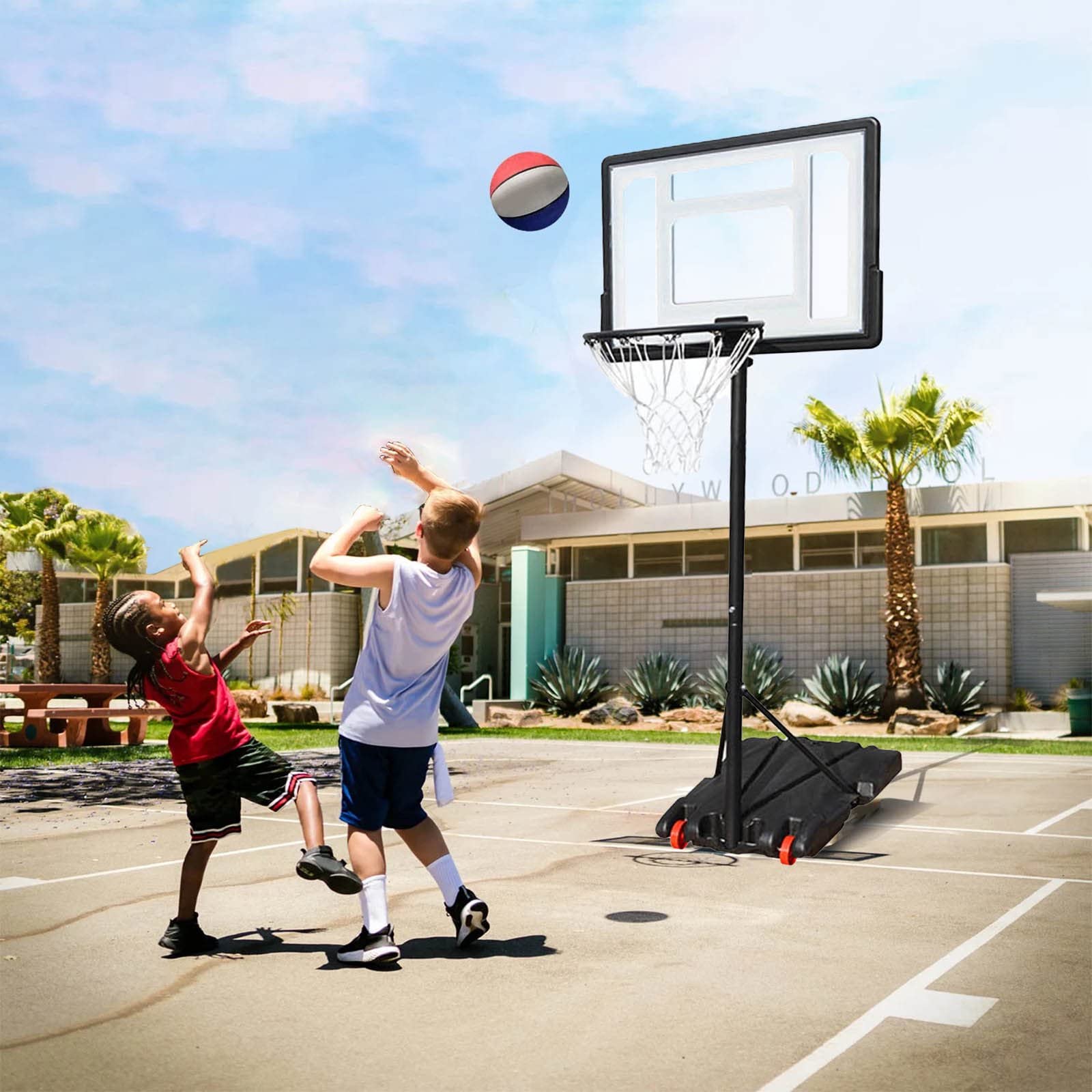 Sugift Portable Height Adjustable Basketball Hoop with 32 Inch ...