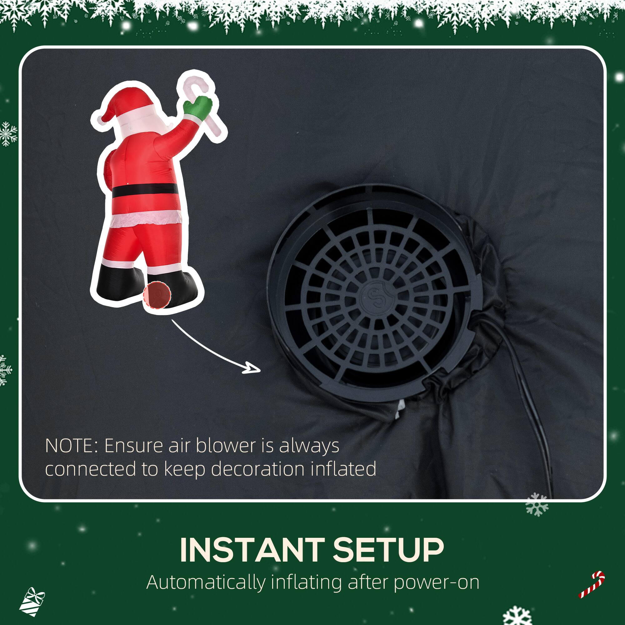 NOTE: Ensure air blower is always connected to keep decoration inflated

INSTANT SETUP
Automatically inflating after power-on