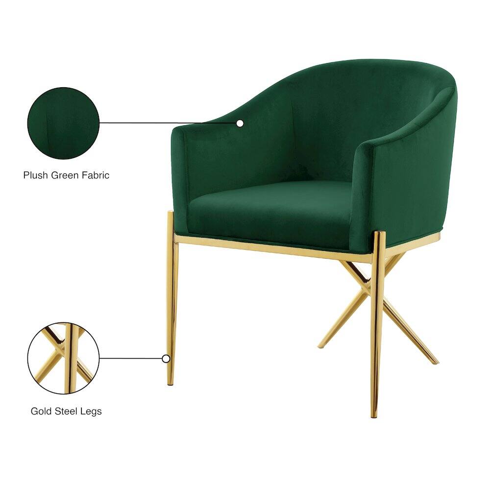 Plush Green Fabric  
Gold Steel Legs