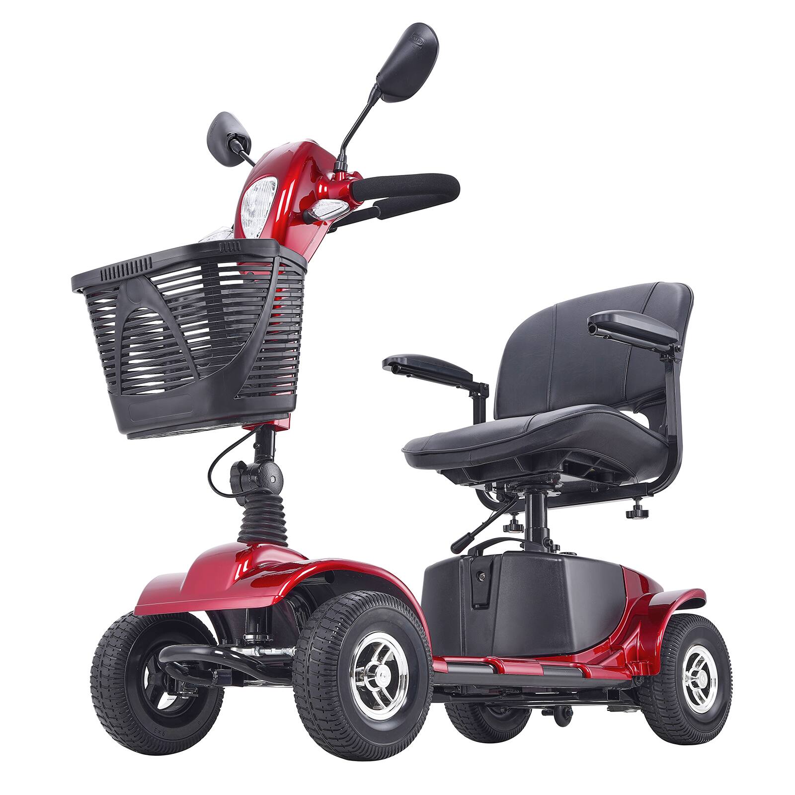 Alt View 5. VEVOR - Heavy-Duty 4 Wheel Mobility Scooter for Adults & Seniors - Folding Electric Powered Mobility Scooter, 12 Mile Long Range - Black;Red.