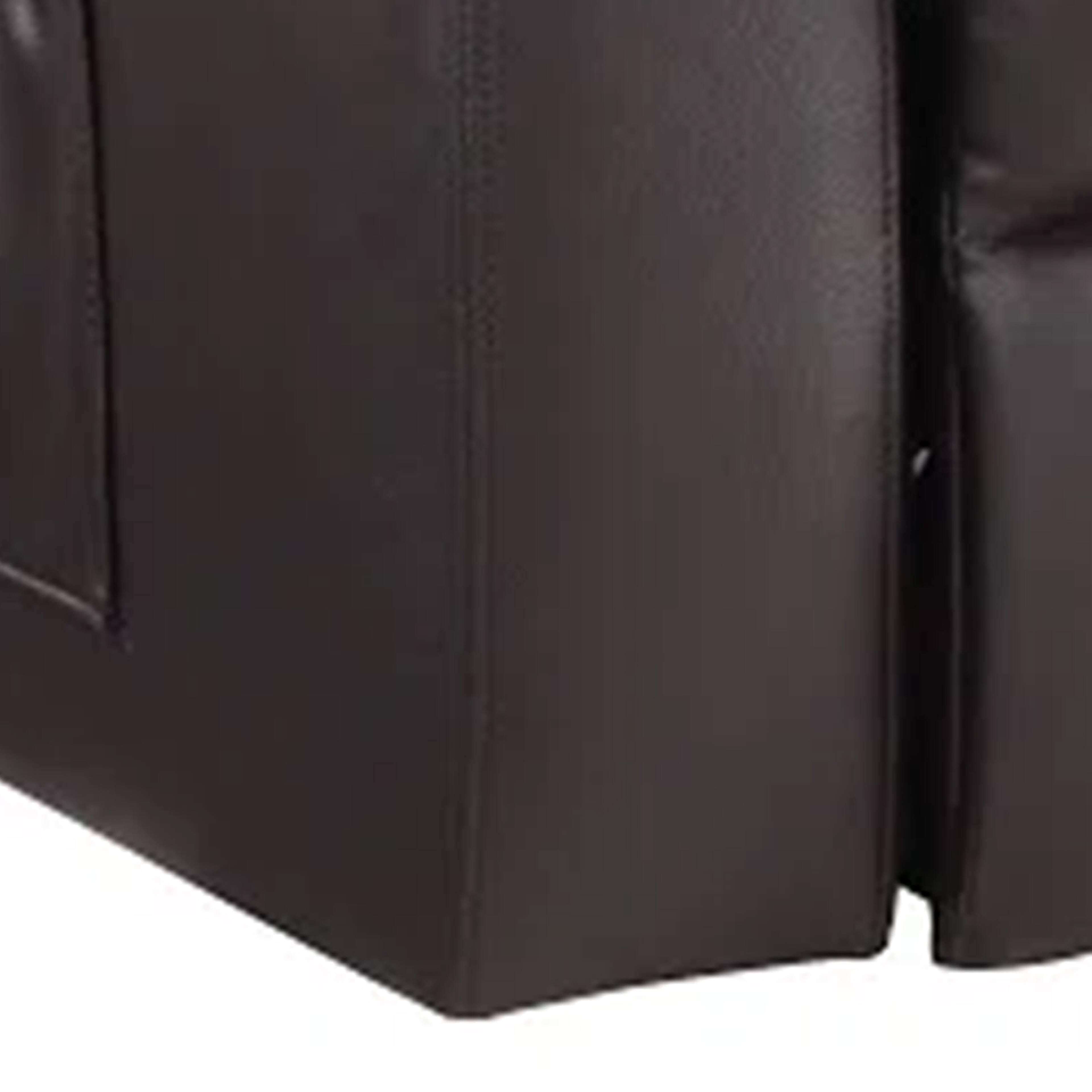 Back. Manhattan Lane - Evans 37 Inch Recliner Chair, Power Lift, 2 Cupholders Faux Leather - Brown.