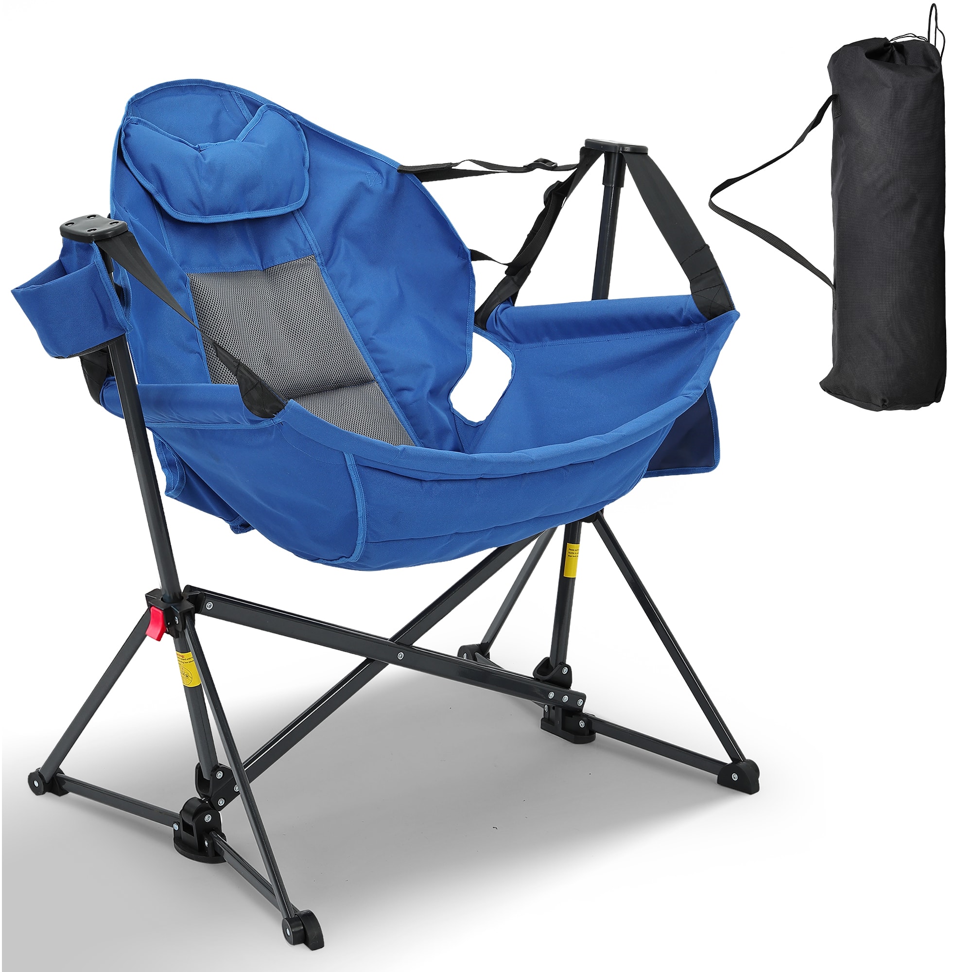 Ainfox - Hammock Camping Chair, Portable Heavy Duty Folding Swing Chair for Adults with Carrying Bag & Optional Footrest - Blue-without Footrest