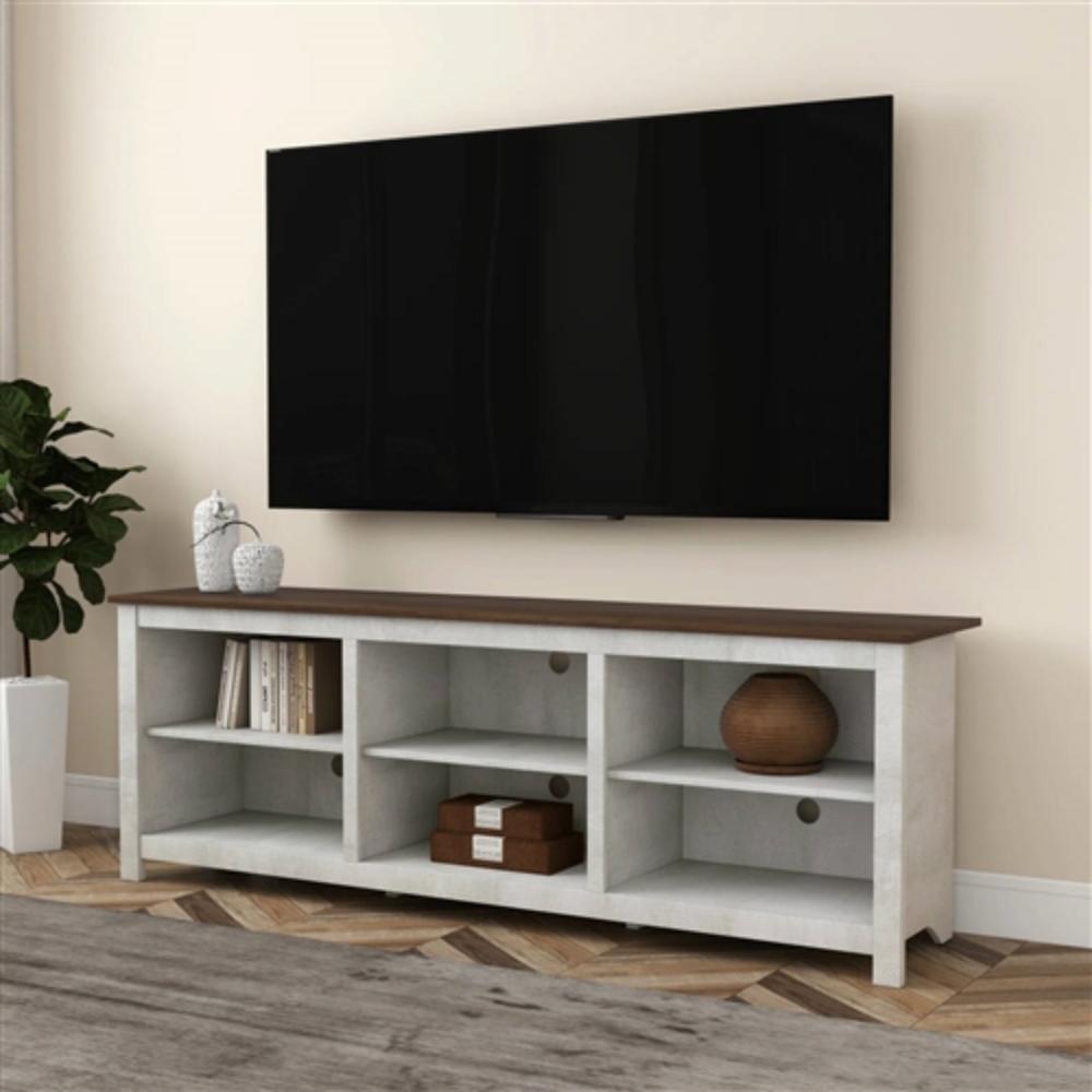 Angle. Hivvago - Farmhouse TV Stand in Grey Oak with Brown Wood Finish Top for TVs up to 70-inch - Grey Oak and Brown.