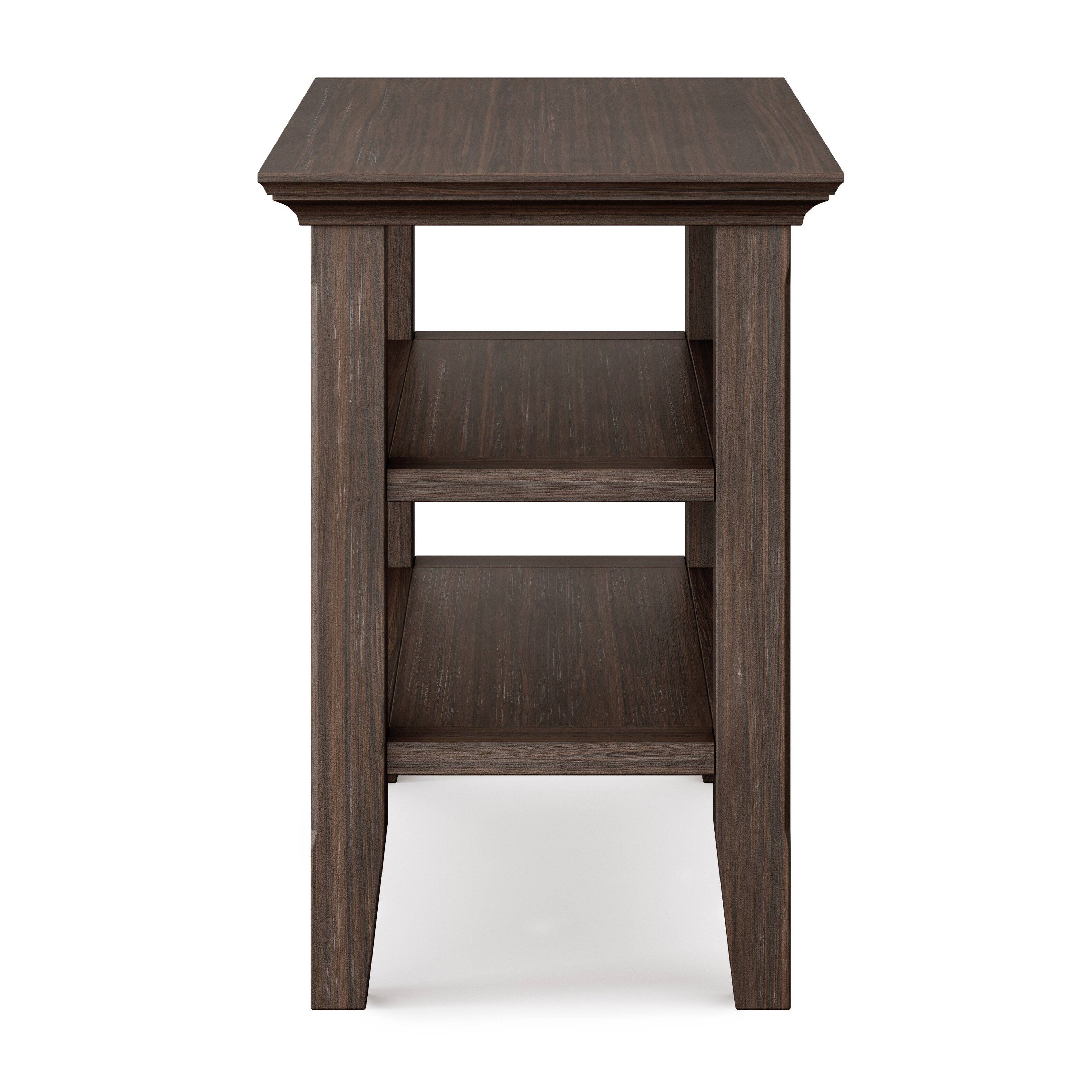 Alt View 12. Simpli Home - Acadian SOLID WOOD 14 inch Wide Rectangle Transitional Narrow Side Table in Farmhouse Brown - Farmhouse Brown.