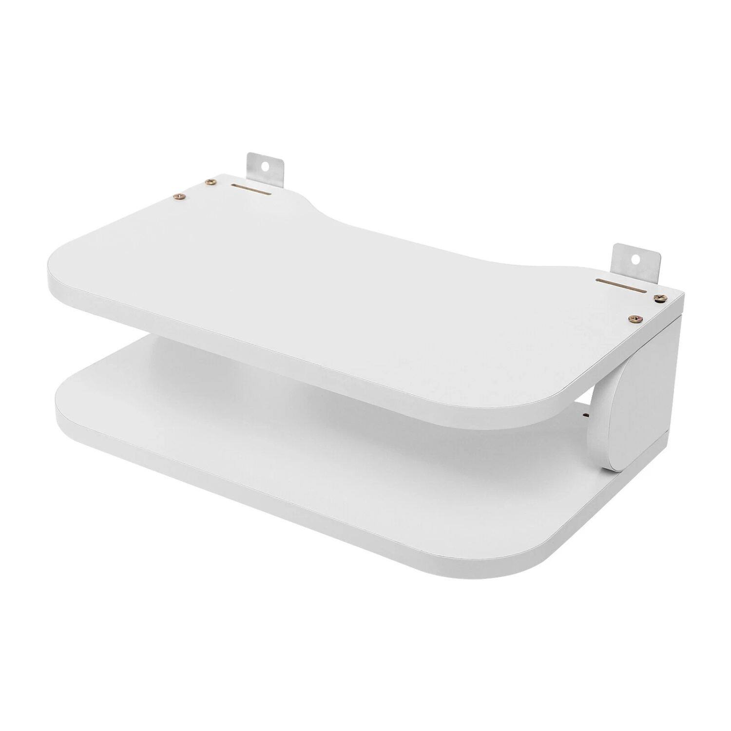 Left. Home Collection - White Floating Router Shelf | Wall Mounted TV Set-Top Box & Components Storage Rack - White.