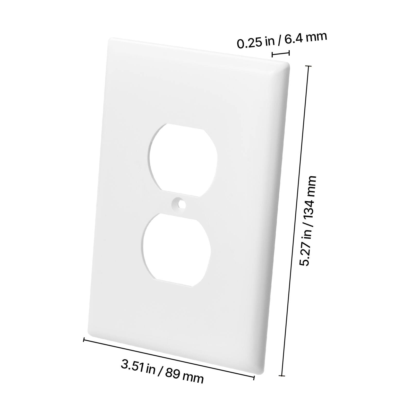 The corrected text is:

- 6.4 mm
- 0.25 mm
- 134 / in
- 5.27
- 3.51 in
- 89 mm