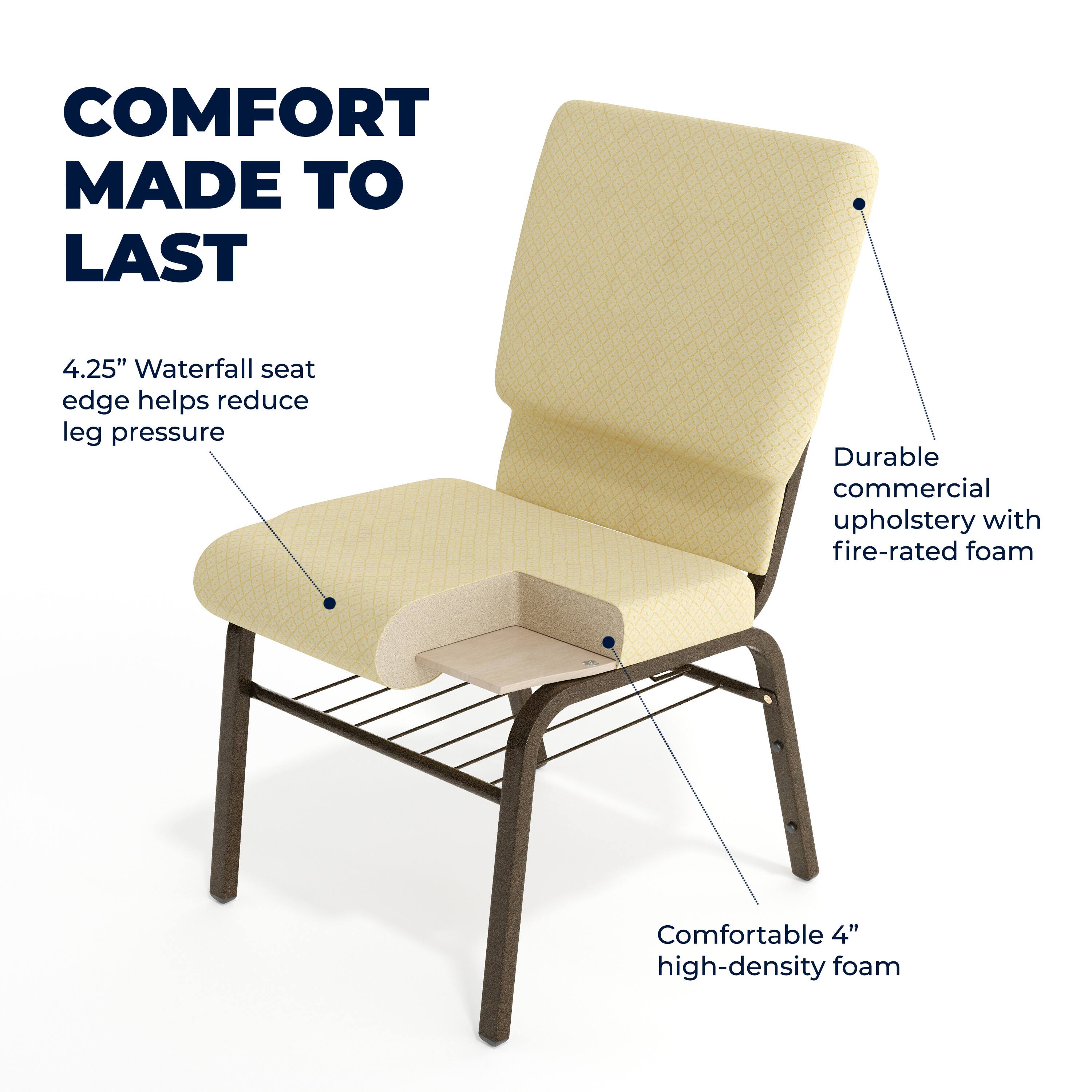 COMFORT MADE TO LAST

4.25" Waterfall seat edge helps reduce leg pressure

Durable commercial upholstery with fire-rated foam

Comfortable 4" high-density foam