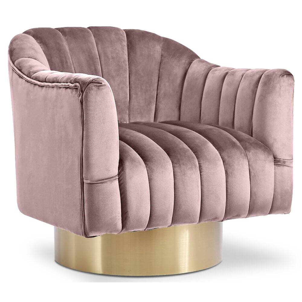 Front. Meridian Furniture - Farrah Pink Velvet Accent Chair - Pink.