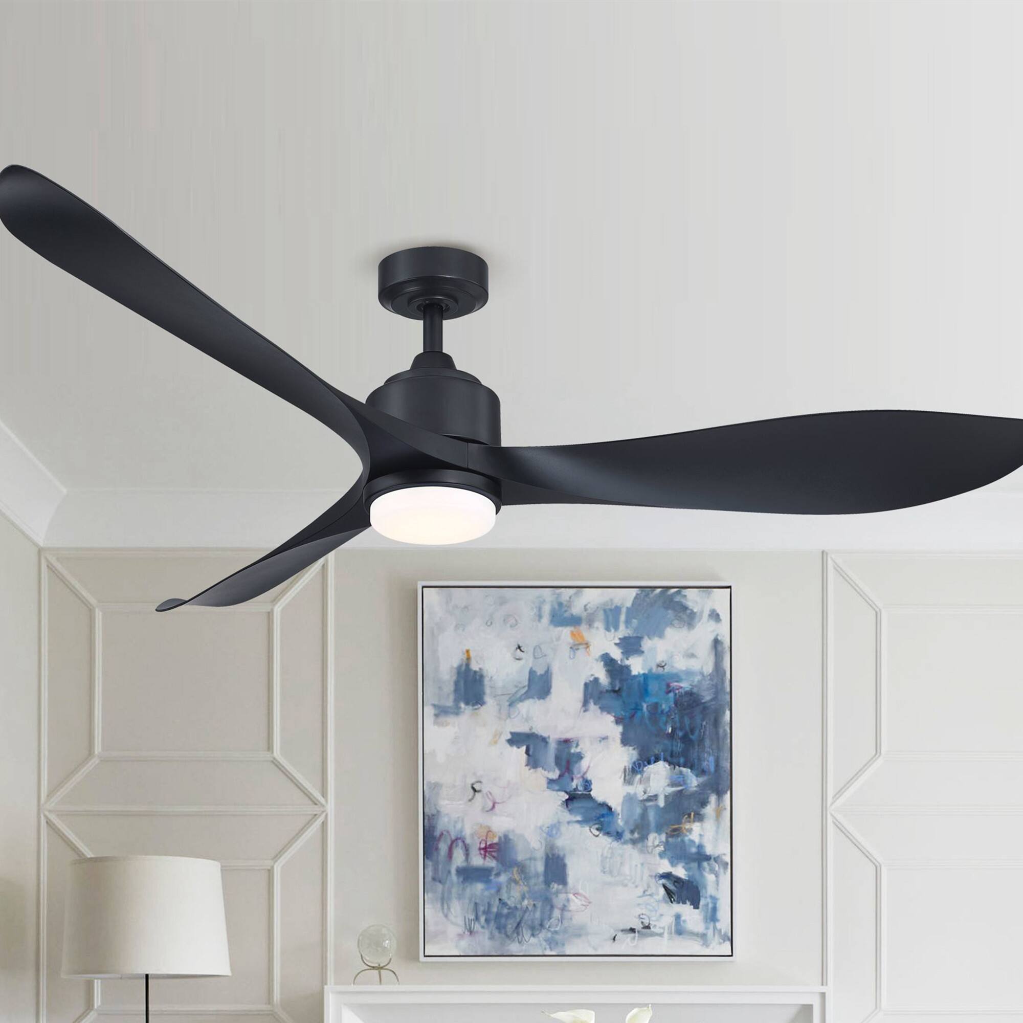 Parrot Uncle - 66 in. Modern Integrated LED Propeller Ceiling Fan with Light and Remote - Black