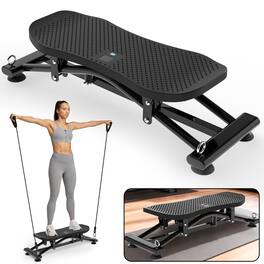 Anysun - Sliding Ski Simulator with Resistance Bands - Indoor Full-Body Cardio Machine, Non-Slip Base for Home Core & Leg Workout - Black