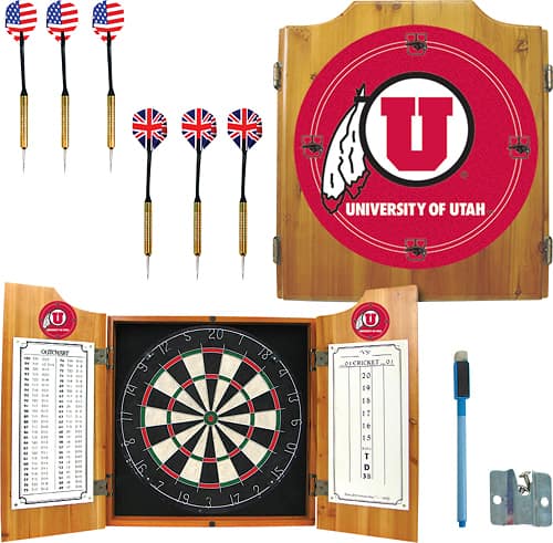 Best Buy: Trademark Games Utah Solid Pine Dart Cabinet Set Brown 