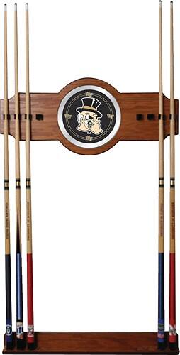 Front Standard. Trademark - Wake Forest University 8-Cue Wall Rack - Medium Oak.