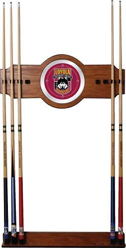 Front Standard. Trademark - Loyola University Chicago 8-Cue Wall Rack - Medium Oak.