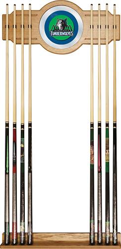 Minnesota Timberwolves NBA Stained Wood Cue Rack with Mirror - Aurora Green, Blue