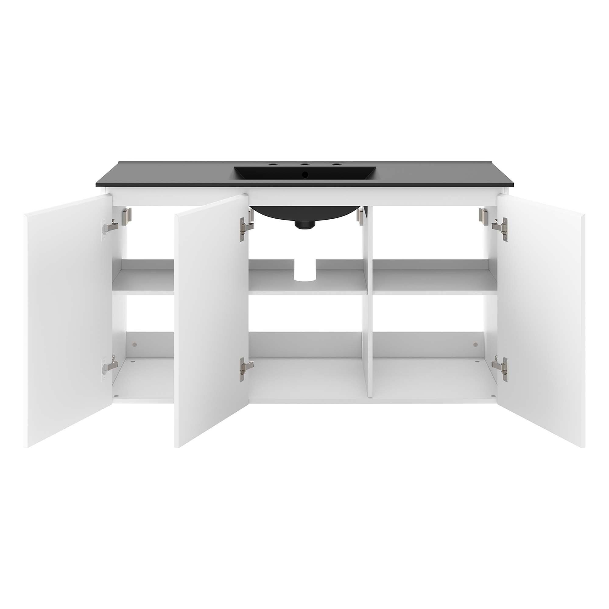 Alt View 2. Modway - Bryn Wall-Mount Bathroom Vanity Basin Included - White Black.