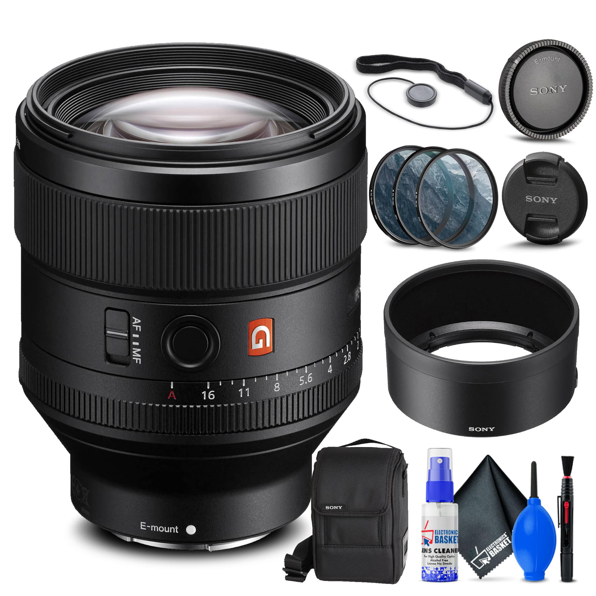 Sony - FE 85mm f/1.4 GM Lens + Filter Kit + Cap Keeper + Cleaning Kit - Black