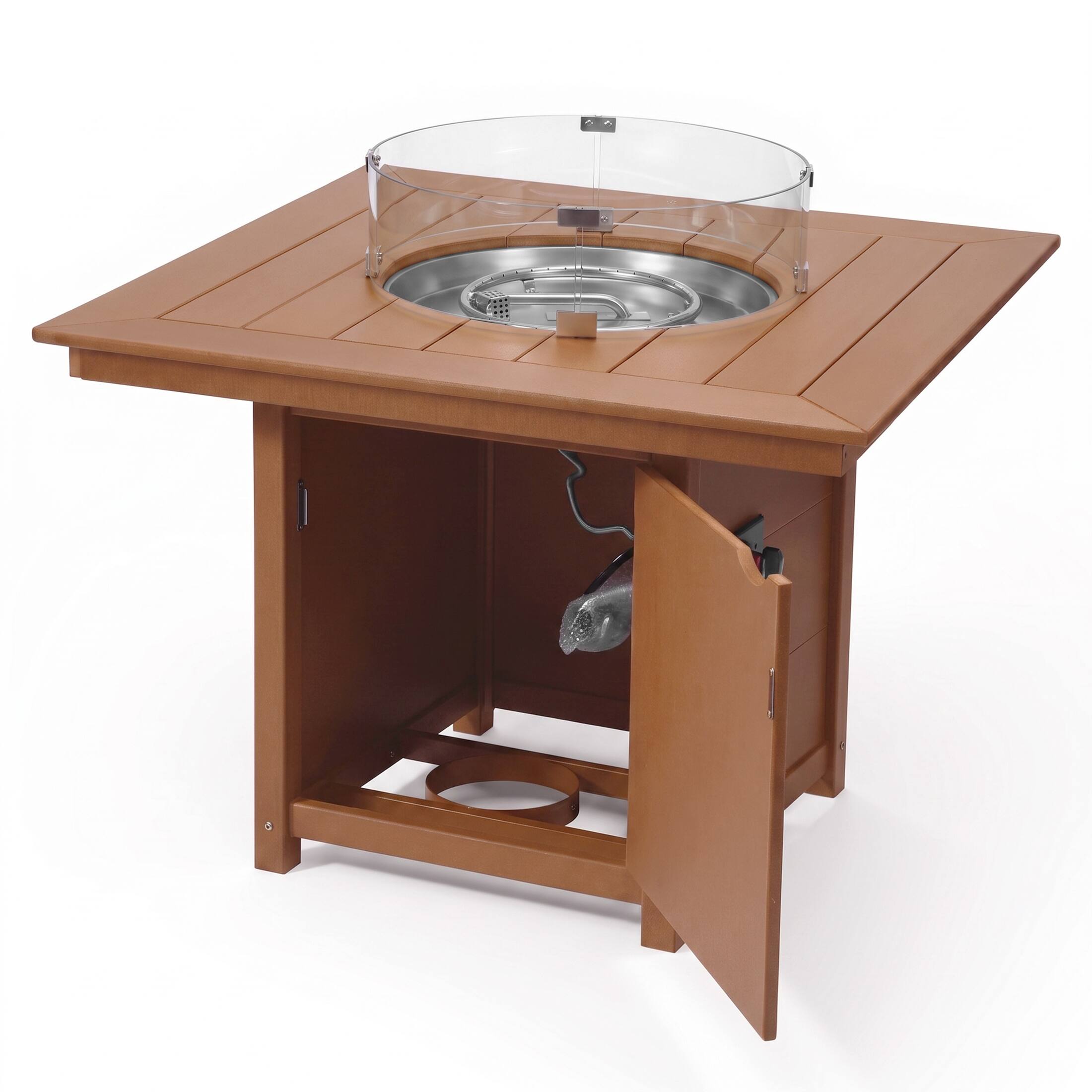 Left. WestinTrends - WestinTrends Helios Modern Outdoor Patio Propane 42" Square Fire Pit Table - Teak.