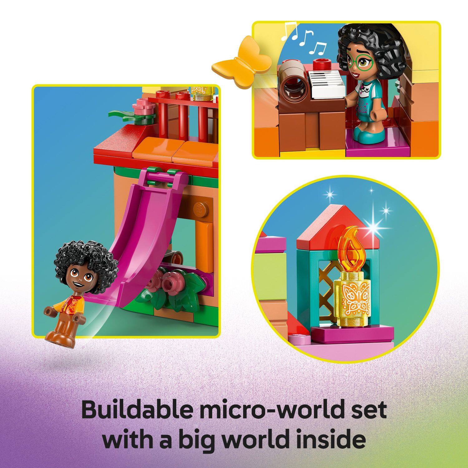 Buildable micro-world set with a big world inside.