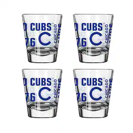 Logo Brands - Chicago Cubs 4-Pack 2oz. Shot Glass Set - Multicolor